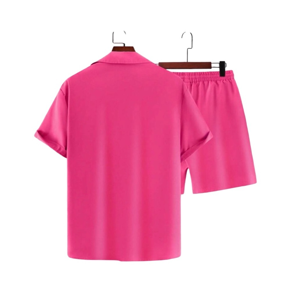 Pink Casual Button-Down Shirt and shorts - Picture 2 of 5